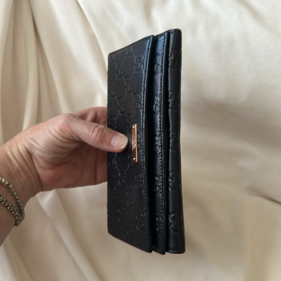 GUCCI 🖤Guccisima Double flap leather wallet Authentic Rare GG Beautiful - Picture 14 of 16